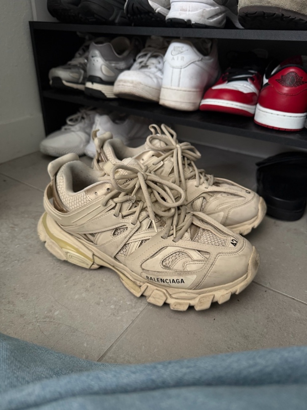 Balenciaga Beige Multi-Panel Runner Sneakers